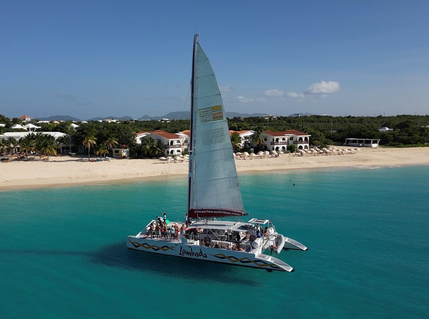 St. Maarten: Full-Day Catamaran Sail to Prickly Pear Cays